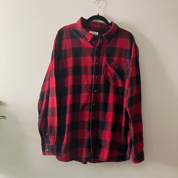 Magellan Outdoors Tops - Magellan Outdoors Red Black Buffalo‎ Plaid Flannel Button Down Shirt 2XL